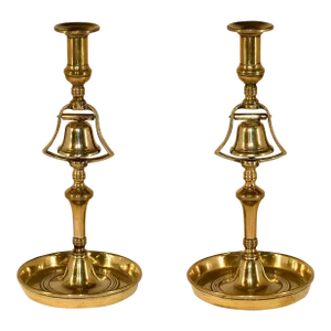 Unusual Pair of Early 19th Century Georgian Tavern Bell Candlesticks