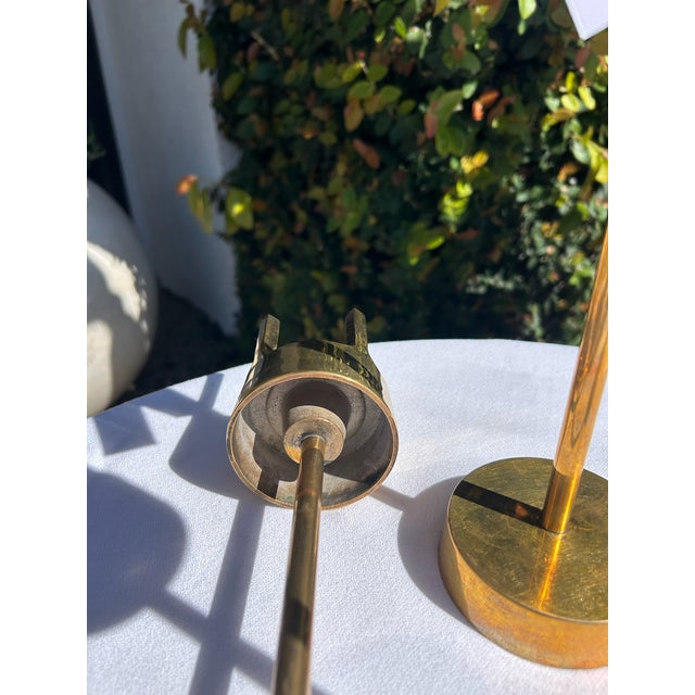 Vintage Mid-Century Brass Candlestick Trio For Sale - Image 10 of 15