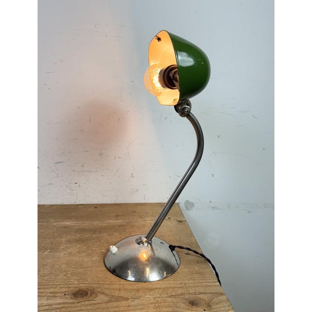 Vintage Green Enamel Banker's Table Lamp, 1950s For Sale - Image 18 of 18