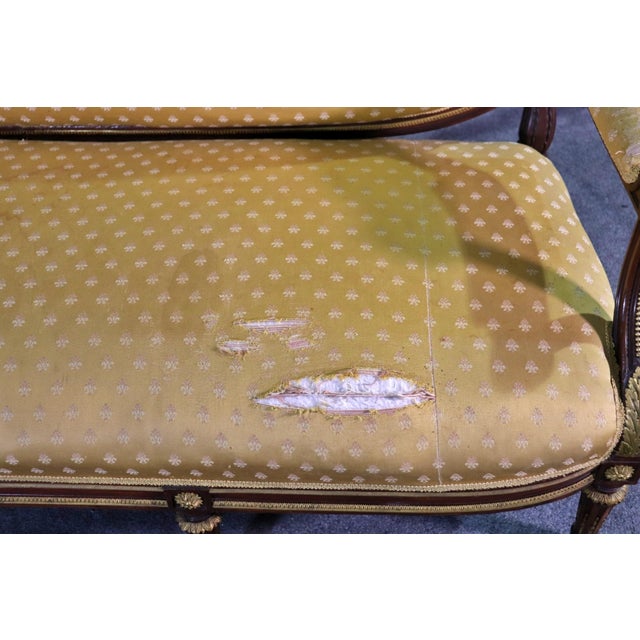 Metal Superb Quality Louis XVI Bronze Mounted Sofa Settee Manner of Francois Linke For Sale - Image 7 of 12