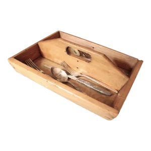 Antique French Farmhouse Wood Flatware Tote/Caddy