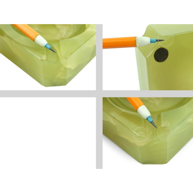 Mid 20th Century Italian Green Alabaster Square Ashtray For Sale - Image 10 of 10
