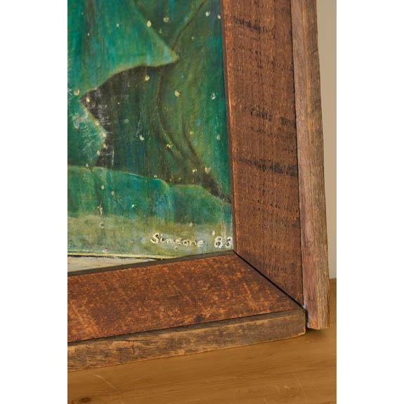 1980s Signed Oil on Canvas of 'Old Albert' With Coors Beer Sign (D. 1983) | in Handmade Oak Frame For Sale - Image 9 of 11