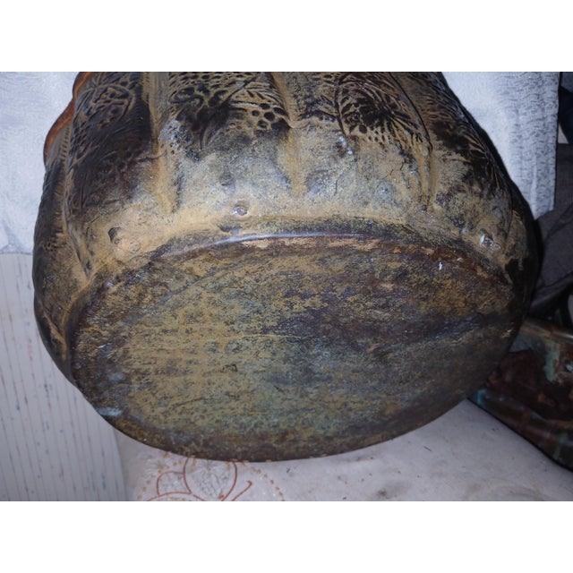 Late 19th Century Victorian Repousse Copper Floral Scalloped Jardiniere Planter For Sale - Image 4 of 8