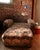 Black Vintage Upholstered Chaise Lounge With Botanical Fabric For Sale - Image 8 of 13