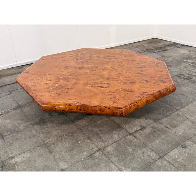 Italian Burl Wood Octagonal Coffee Table, 1970s For Sale In Los Angeles - Image 6 of 7