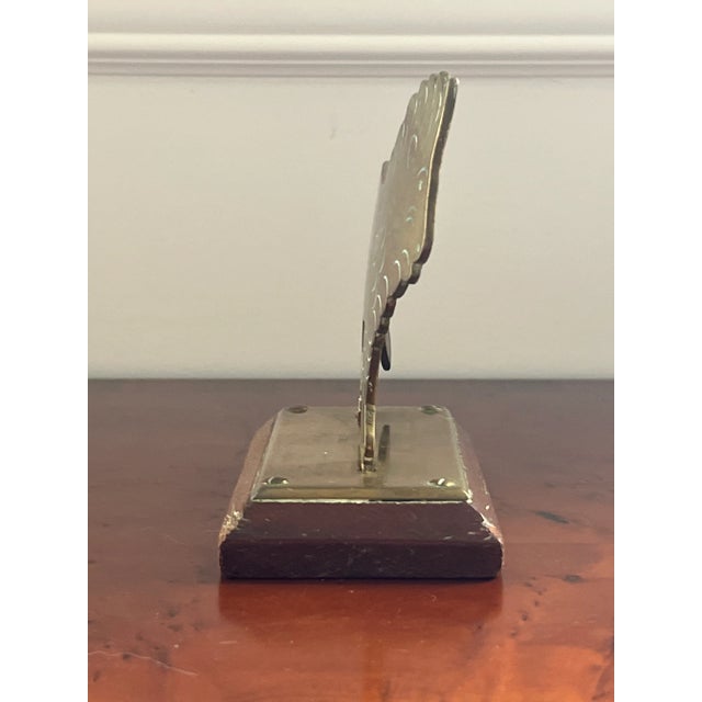 Vintage Brass Lion and Wood Bookends- Set of 2 For Sale - Image 9 of 12