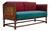 Danish 2-Seater Drop Arm Sofa in Striped Red Wool and Oak, 1950s For Sale