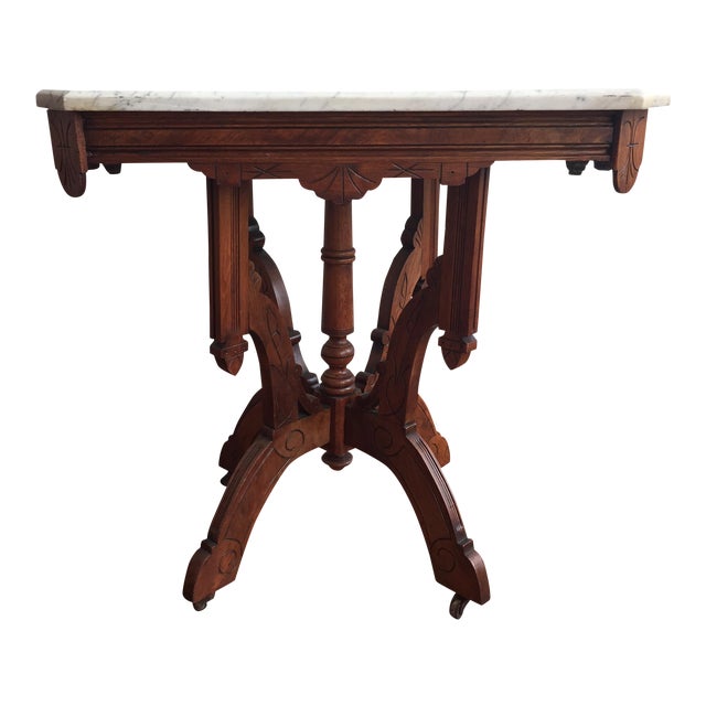 Victorian Square Marble Top Side Table Chairish