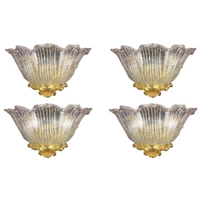 Wall Sconces in Gold, 1980, Set of 4 For Sale