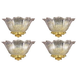 Wall Sconces in Gold, 1980, Set of 4
