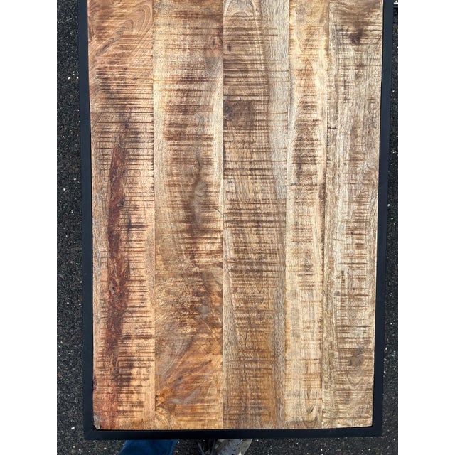 2020s Vintage Wood & Black Metal Console Table For Sale - Image 5 of 6