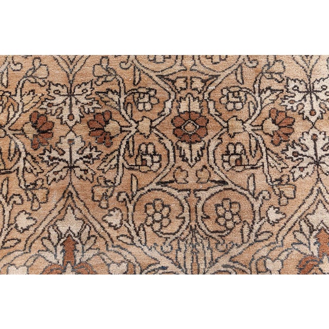 Antique Beige, Brown, Botanic, Persian Kirman Hand-Knotted Wool Rug For Sale In New York - Image 6 of 10