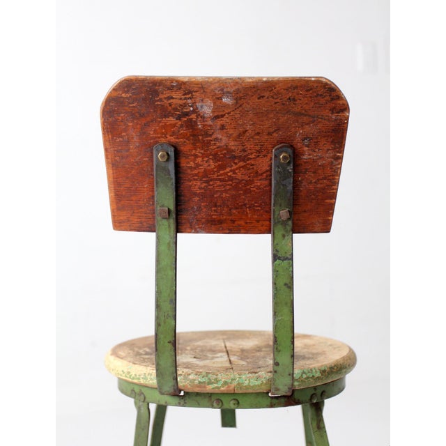 Antique Industrial Drafting Chair With Step For Sale - Image 13 of 18