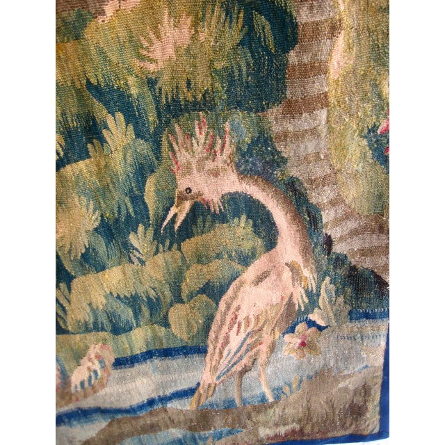 Green French Aubusson Chinoiserie Verdure Tapestry Pagoda and Three Birds 18 Century For Sale - Image 8 of 13