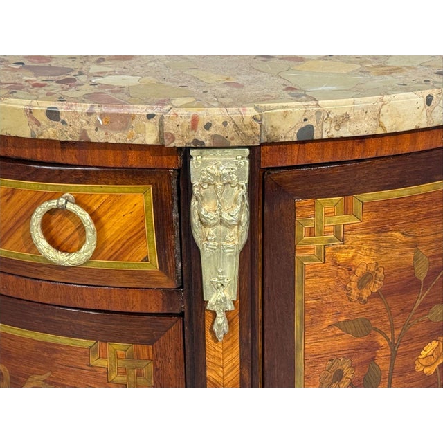 Louis Xvi, Diminutive Demilune Commodes, Inlaid Wood, Bronze, France, 19th C. For Sale - Image 10 of 18