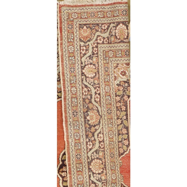 Orange Antique Circa 1900 Terracotta Tabriz Area Rug 4'2 X 5'11 For Sale - Image 8 of 8