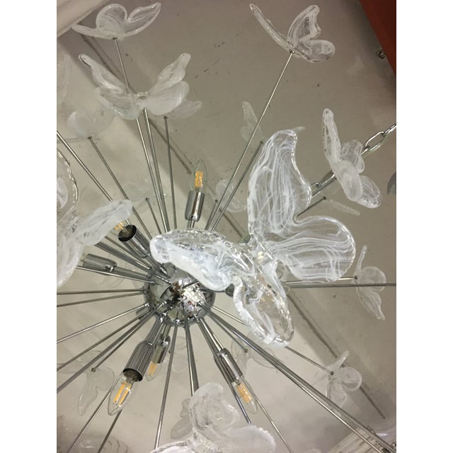 White Contemporary White Butterfly Murano Glass Sputnik Chandelier For Sale - Image 8 of 12
