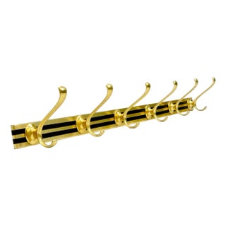 Mid-Century Brass Wall Coat Rack, 1960s For Sale