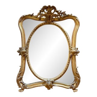 French Louis XV Giltwood Etched Mirror For Sale