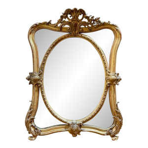French Louis XV Giltwood Etched Mirror