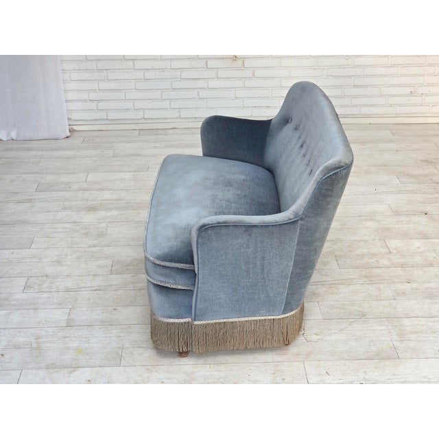 Wood Vintage Danish Two-Seater Sofa in Furniture Velour and Beech, 1960s For Sale - Image 7 of 18