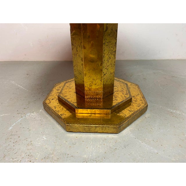 Mid-Century Octagonal Brass and Burl Veneer Coffee Table, 1970s For Sale - Image 16 of 18