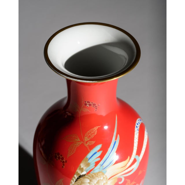 Ceramic Chinoiserie Porcelain Floor Vase with Crane from Rosenthal, Germany, 1938 For Sale - Image 7 of 11