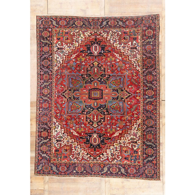 Vintage Persian Heriz Rug, 08'09 X 11'05 For Sale - Image 10 of 10