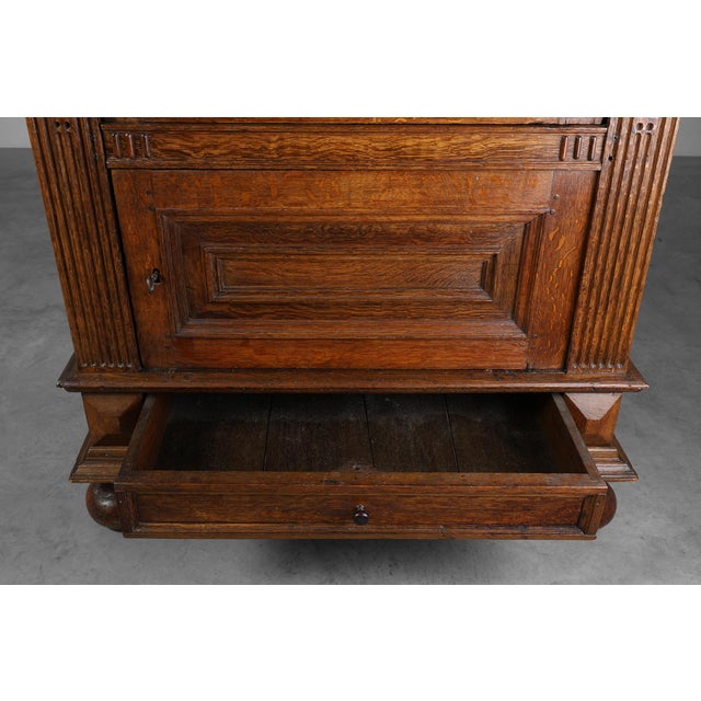 17th Century Renaissance Belgian Oak Cabinet with Concealed Lock For Sale - Image 12 of 18