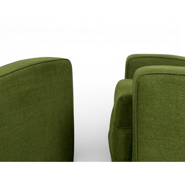 Pair Art Deco Club Chairs - France Circa 1930s - Green Velvet Speed Armchairs For Sale In Atlanta - Image 6 of 10
