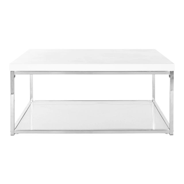 High Gloss Coffee Table in White & Chrome Chairish