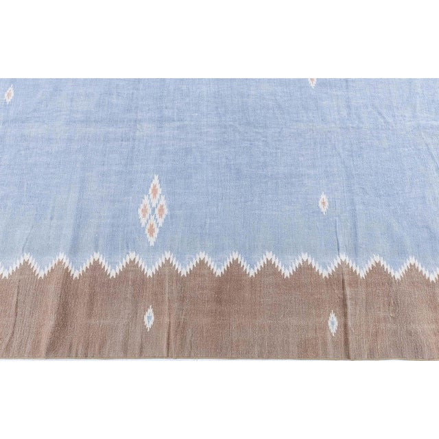 1950s Doris Leslie Blau Mid-Century Indian Dhurrie Classic Taupe Flatweave Cotton Rug For Sale - Image 5 of 7