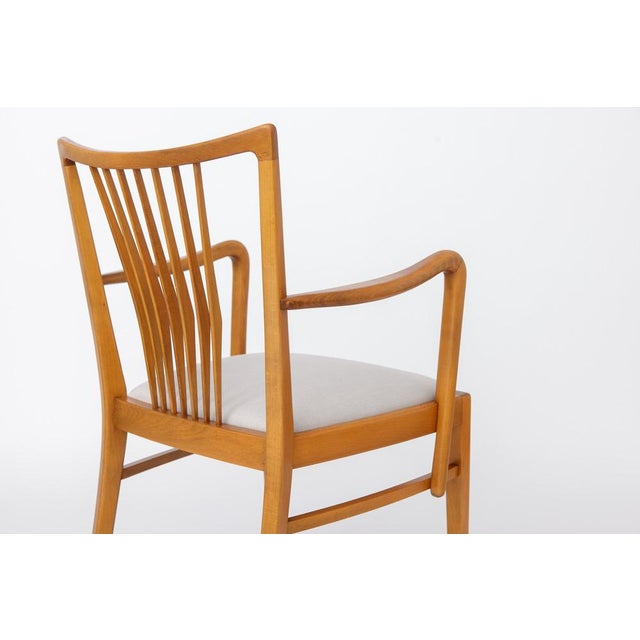 Beige Vintage German Armchair in Beech Wood, 1950s For Sale - Image 8 of 11