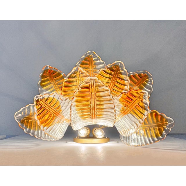Italian Amber Murano Glass Felci Wall Sconces, 1990s, Set of 2 For Sale - Image 15 of 16