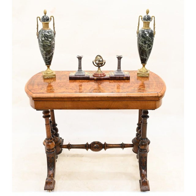 Victorian Games Table in Burr Walnut, 1880s For Sale - Image 9 of 11