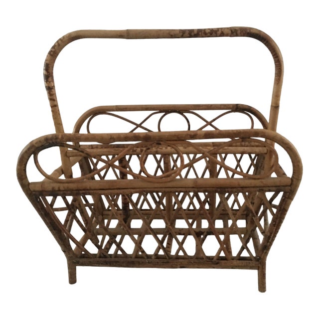 1950’s Rattan Magazine Rack For Sale