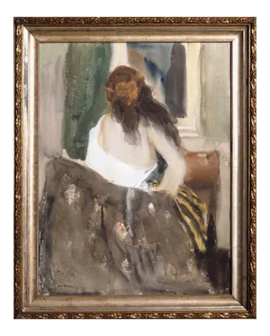 Carl Fischer, The Back of a Girl, 19th-Century, Watercolor