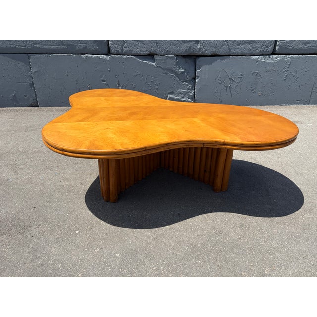 Mid-Century Modern Large Rattan Biomorphic Coffee Table, Usa 1950 For Sale - Image 3 of 17