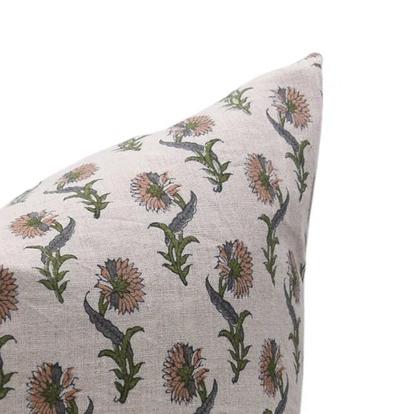 Fabdivine Bohemian Block Print Cushion Cover 14x20 Inch Thick Linen-Dafodil For Sale - Image 4 of 4