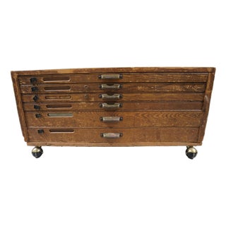 1920s Hamilton Letterpress Cabinet With Brass Hardware For Sale