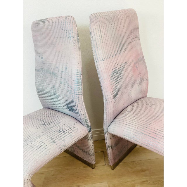 Vintage 1980s Kagan Style Sculptural Armless Set of 8 Dining Chairs For Sale - Image 9 of 14