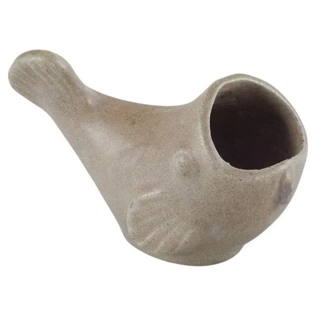 Beige Ceramic Vase in the Shape of Fish from Arne Bang For Sale - Image 8 of 8