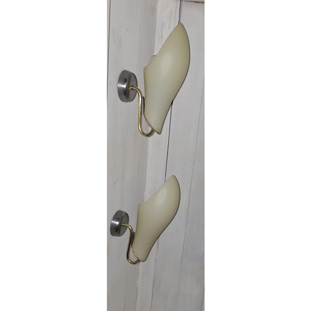 Mid-Century Wall Lamps with Cream-Colored Glass Shades on Metal Mounts1950s, Set of 2 For Sale - Image 15 of 17