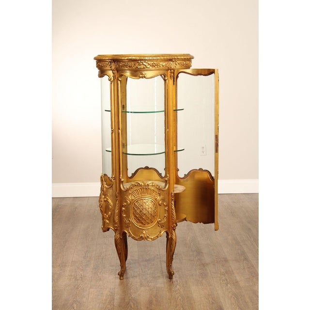 Rococo Rococo Style Giltwood Curio Cabinet With Glass Panels For Sale - Image 3 of 18