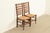 French Country Baker Furniture Style English Country Rustic Carved Solid Oak Ladder Back Dining Chairs With Rush Seats, Pair For Sale - Image 3 of 13
