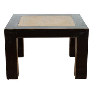 Vintage Chinese Square Coffee Table with Antique Palace Courtyard Stone Inset For Sale