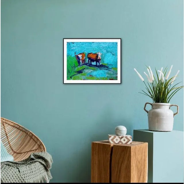 Two Cows, Abstract Cow Oil Painting For Sale In Reno/Lake Tahoe - Image 6 of 9