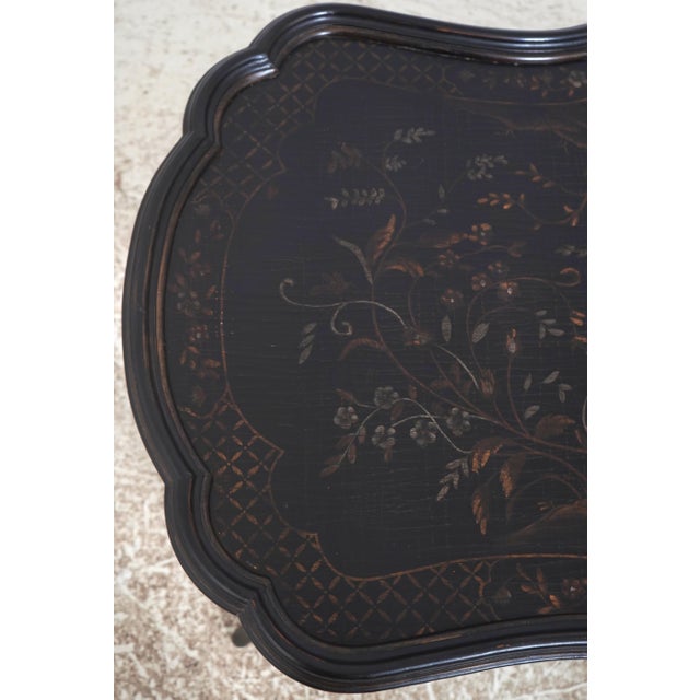1990s Ethan Allen Chinoiserie Decorated Bamboo Form Coffee Table For Sale - Image 5 of 14