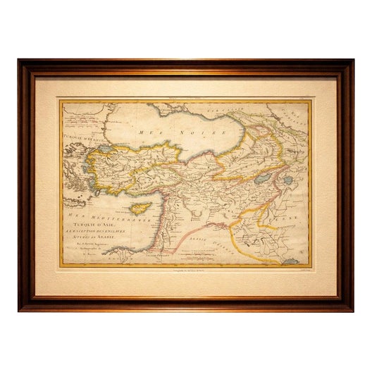 Antique Map of Turkey in Asia, Middle East and Persia, Bonne, 1780s For Sale